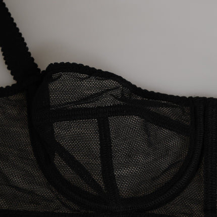 Dolce & Gabbana Black Floral Underwired Balconette Bra Underwear
