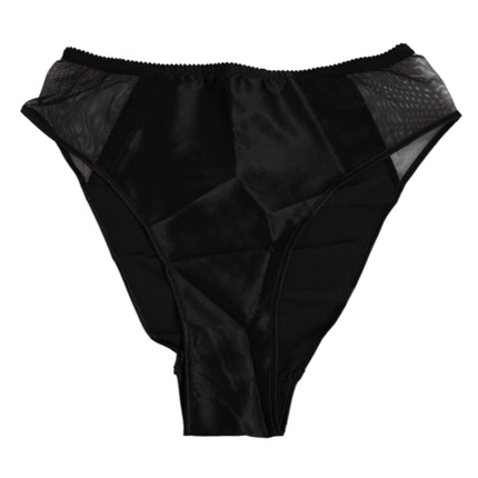Dolce & Gabbana Black Silk Stretch High Waist Panty Underwear