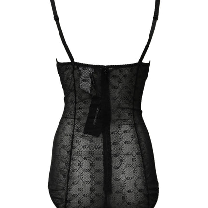 Dolce & Gabbana Black Nylon Stretch Bodysuit Lingerie Underwear