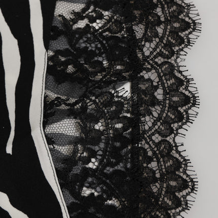 Dolce & Gabbana Black Silk Zebra Print Lace High Waist Underwear