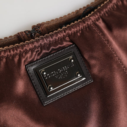 Dolce & Gabbana Brown Silk Stretch High Waist Girdle Underwear