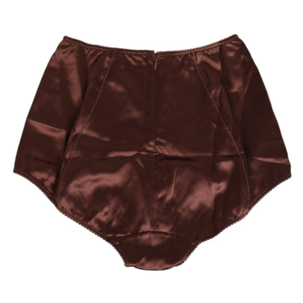 Dolce & Gabbana Brown Silk Stretch High Waist Girdle Underwear
