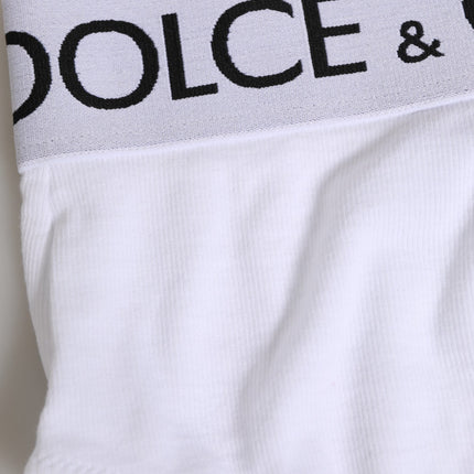 Dolce & Gabbana White Cotton Stretch High Waist Panty Underwear