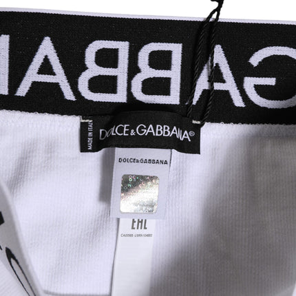 Dolce & Gabbana White Cotton Stretch High Waist Panty Underwear