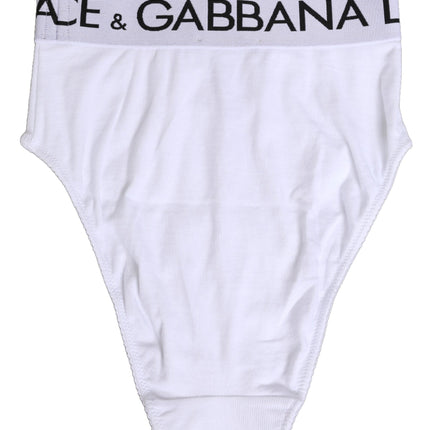 Dolce & Gabbana White Cotton Stretch High Waist Panty Underwear