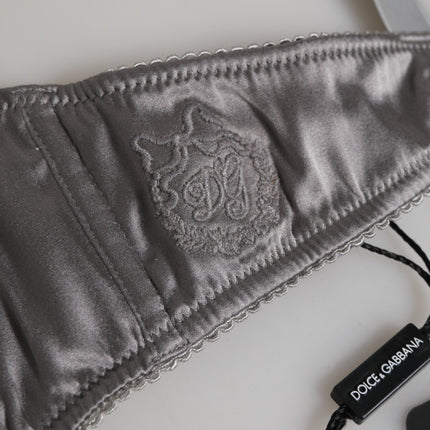 Dolce & Gabbana Gray Silk Underwired Balconette Bra Underwear