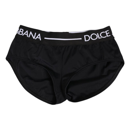 Dolce & Gabbana Black Nylon Logo Waistband Shorts Underwear