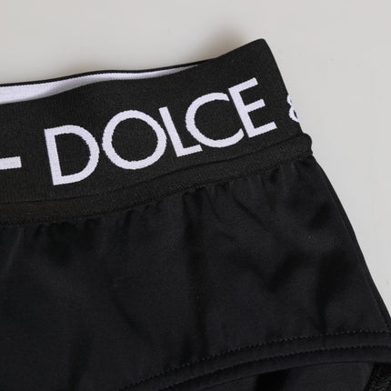 Dolce & Gabbana Black Nylon Logo Waistband Shorts Underwear