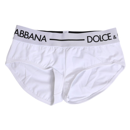 Dolce & Gabbana White Nylon Logo Waistband Shorts Underwear