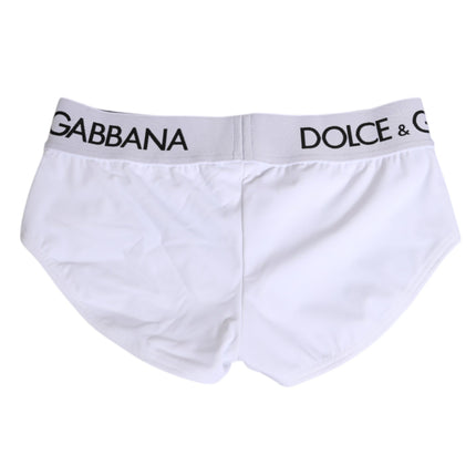 Dolce & Gabbana White Nylon Logo Waistband Shorts Underwear
