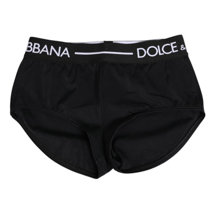 Dolce & Gabbana Black Nylon Logo Waistband Shorts Underwear