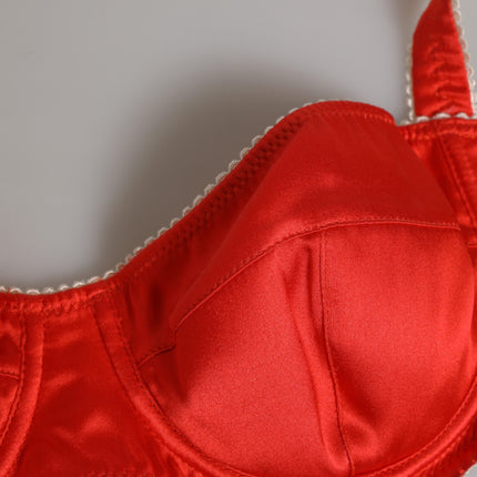 Dolce & Gabbana Red Silk Satin Underwire Bra Semi-Pad Underwear