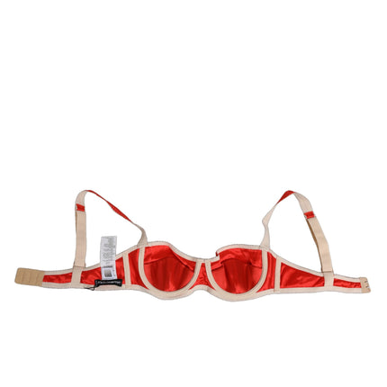 Dolce & Gabbana Red Silk Satin Underwire Bra Semi-Pad Underwear