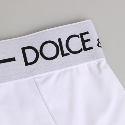 Dolce & Gabbana White Nylon Logo Waistband Coulotte Underwear