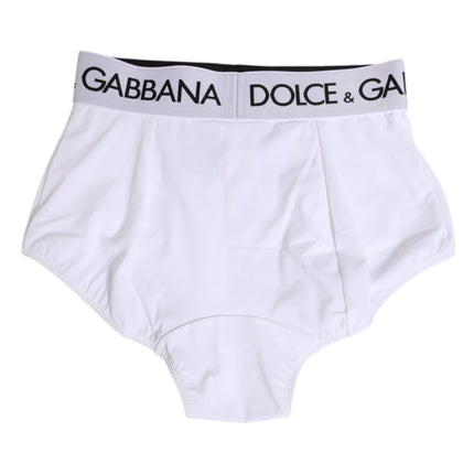 Dolce & Gabbana White Nylon Logo Waistband Coulotte Underwear