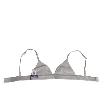 Dolce & Gabbana Gray Silk Satin Triangle Soft Cup Bra Underwear