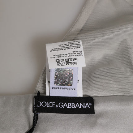 Dolce & Gabbana Gray Silk Satin Triangle Soft Cup Bra Underwear