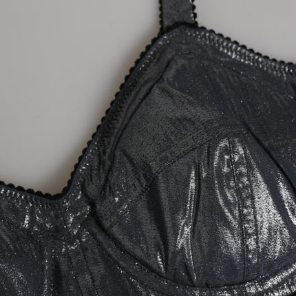 Dolce & Gabbana Dark Gray Silk Stretch Balconcino Bra Underwear