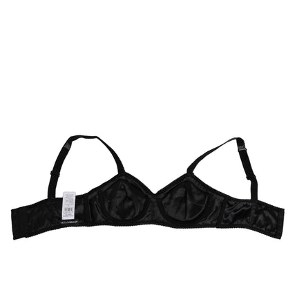 Dolce & Gabbana Dark Gray Silk Stretch Balconcino Bra Underwear