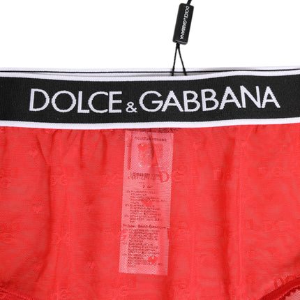 Dolce & Gabbana Red Nylon Logo Waistband Brief Panty Underwear