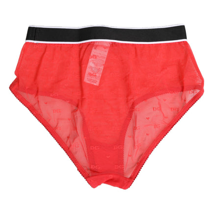 Dolce & Gabbana Red Nylon Logo Waistband Brief Panty Underwear