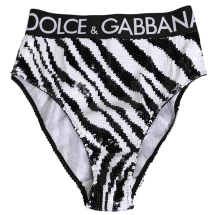 Dolce & Gabbana Black White Stripes High Waist Panty Underwear