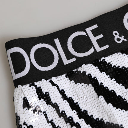 Dolce & Gabbana Black White Stripes High Waist Panty Underwear