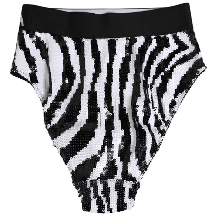 Dolce & Gabbana Black White Stripes High Waist Panty Underwear