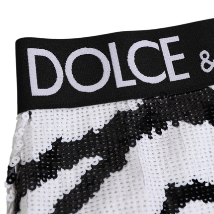 Dolce & Gabbana Black White Sequin High Waist Panty Underwear