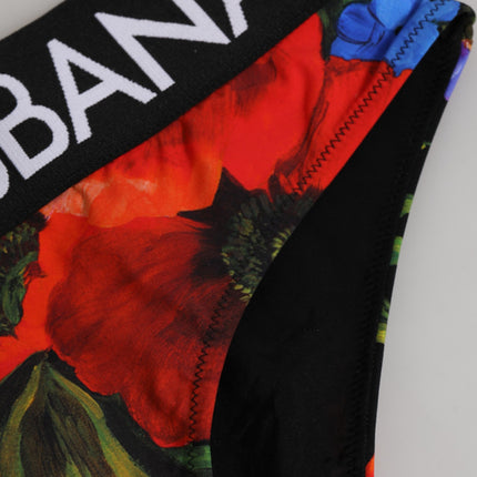 Dolce & Gabbana Black Floral Print High Waist Panty Underwear