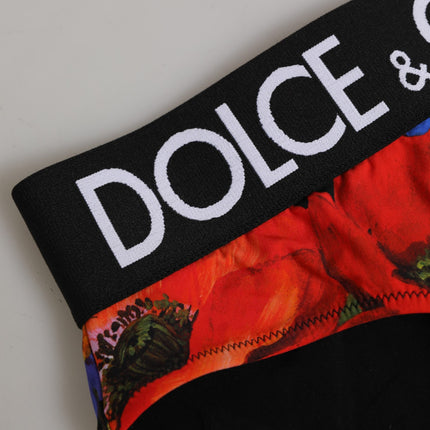 Dolce & Gabbana Black Floral Print High Waist Panty Underwear