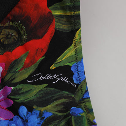 Dolce & Gabbana Black Floral Print High Waist Panty Underwear