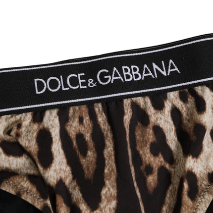 Dolce & Gabbana Brown Leopard Nylon High Waist Panty Underwear