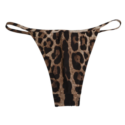 Dolce & Gabbana Brown Leopard Triangle Tanga Panty Underwear