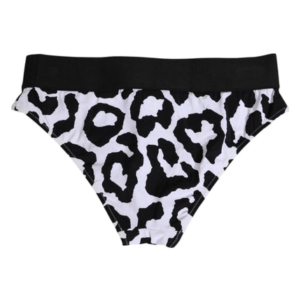 Dolce & Gabbana White Leopard Nylon High Waist Panty Underwear
