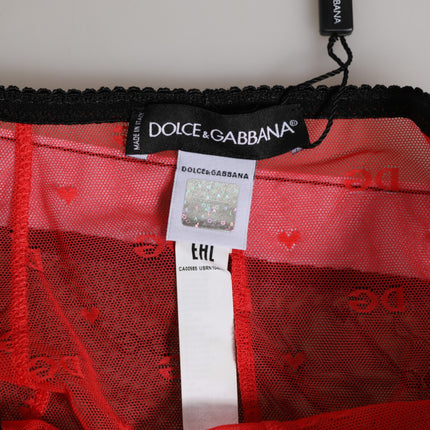 Dolce & Gabbana Black Red Nylon High Waist Girdle Underwear