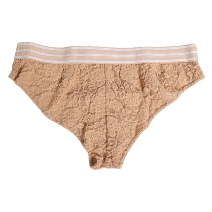 Dolce & Gabbana Beige Lace Nylon High Waist Panty Underwear