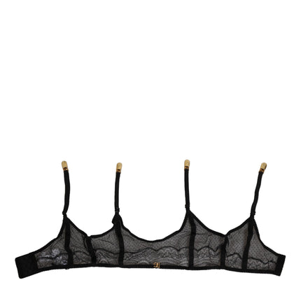 Dolce & Gabbana Black Floral Lace Nylon Strap Garter Underwear