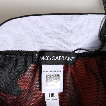 Dolce & Gabbana Black Floral Silk High Waist Panty Underwear
