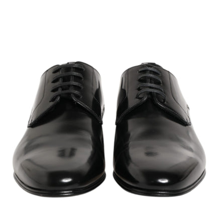 Dolce & Gabbana Black Calfskin Leather Derby Men Dress Shoes