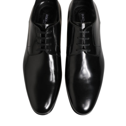 Dolce & Gabbana Black Calfskin Leather Derby Men Dress Shoes