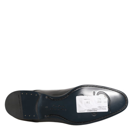 Dolce & Gabbana Black Calfskin Leather Derby Men Dress Shoes