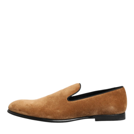 Dolce & Gabbana Brown Suede Slip On Men Loafers Formal Shoes