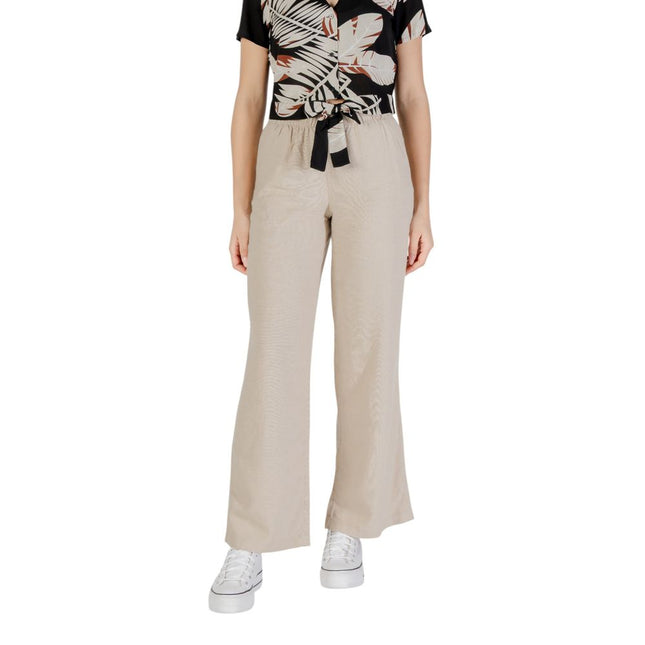 Only Beige Linen Casual Pants
