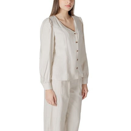 Vila Clothes Beige Viscose Top