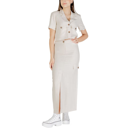 Jacqueline De Yong Beige Viscose Long Skirt
