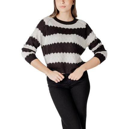Jacqueline De Yong Black And White Marabou Sweatshirt