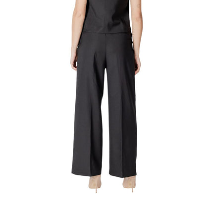ICHI Black Polyester Casual Pants