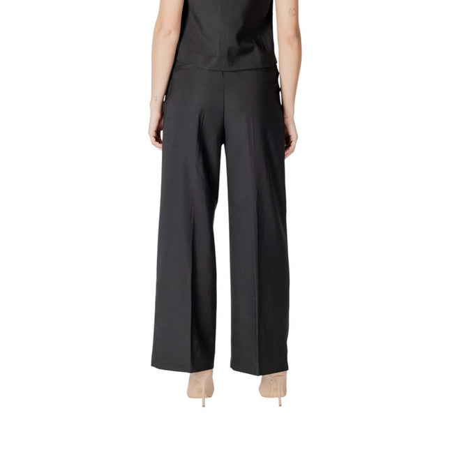 ICHI Black Polyester Casual Pants