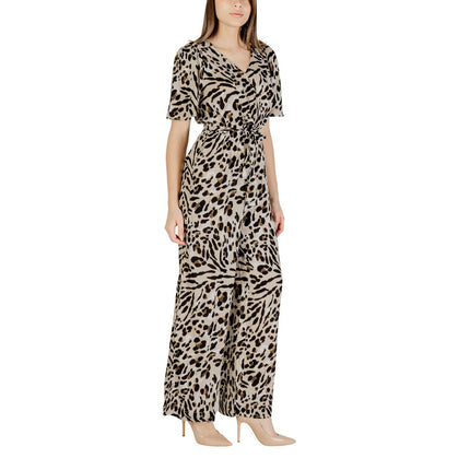 ICHI Beige Viscose Jumpsuit